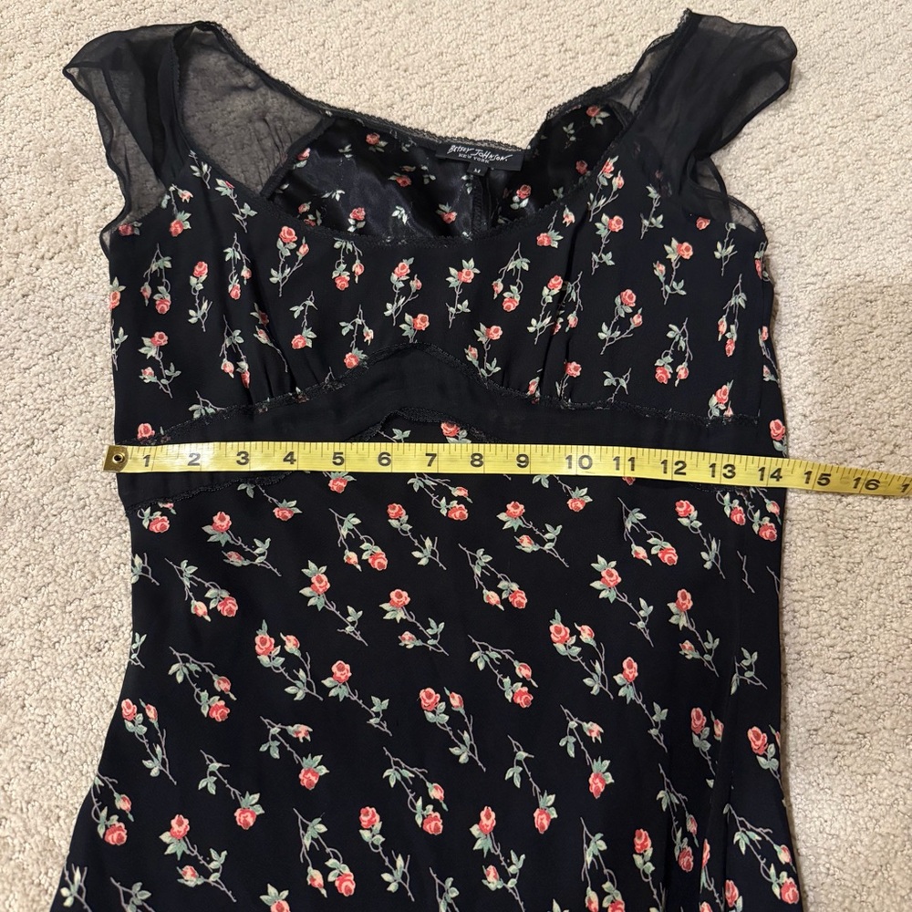 Vintage Betsey Johnson NY Slip Dress, 90’s/Y2K Floral Coquette Grunge,Goth - Picture 7 of 12